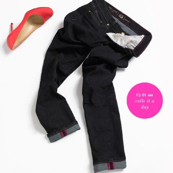 Kate Spade Dark Blue Rinse Denim Perry Street Straight Jeans “Play Hooky” NEW - Picture 2 of 10